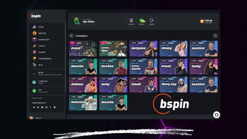 Bspin io casino and live casino games