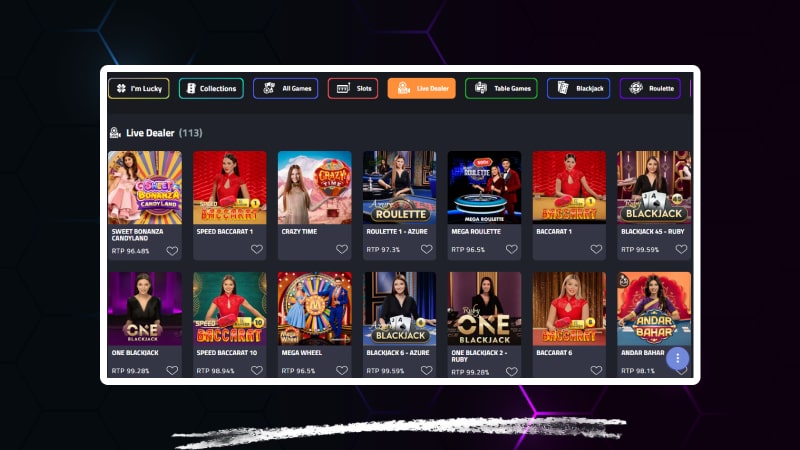 mBitcasino casino and live casino games